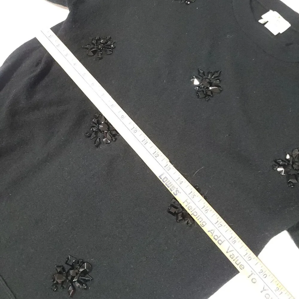 Wool jewel Beaded Sweater Kate Spade M Black Live Colorfully Holiday Career Wear